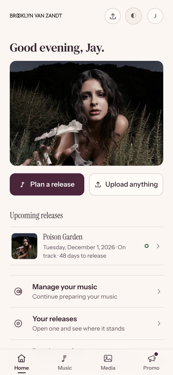 IndyHouse Home: Good evening, a photo, Plan a release and Upload anything, and the upcoming release